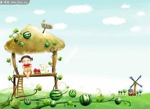 吃瓜现场插画素材